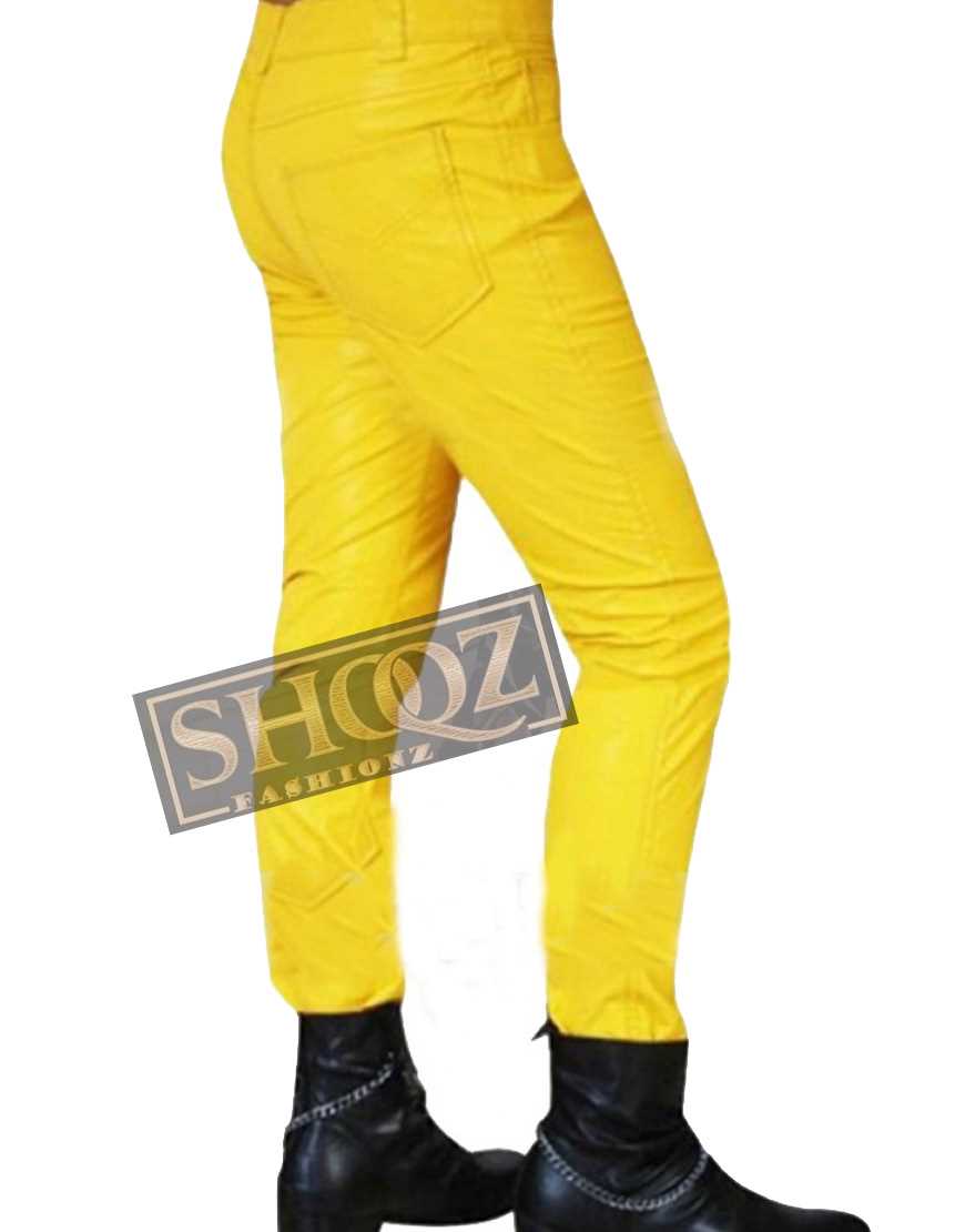 Singer Freddie Mercury Yellow Leather Pant